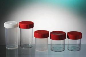 Pots Prelevements Rouges Lustiner - Pot à prélèvement en polypropylène transparent, avec bouchon ...